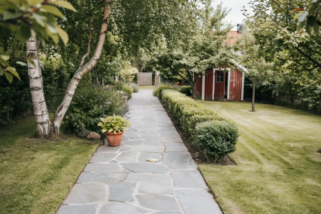 renovering av g ngstr k med sm gatsten i tr kvista eker